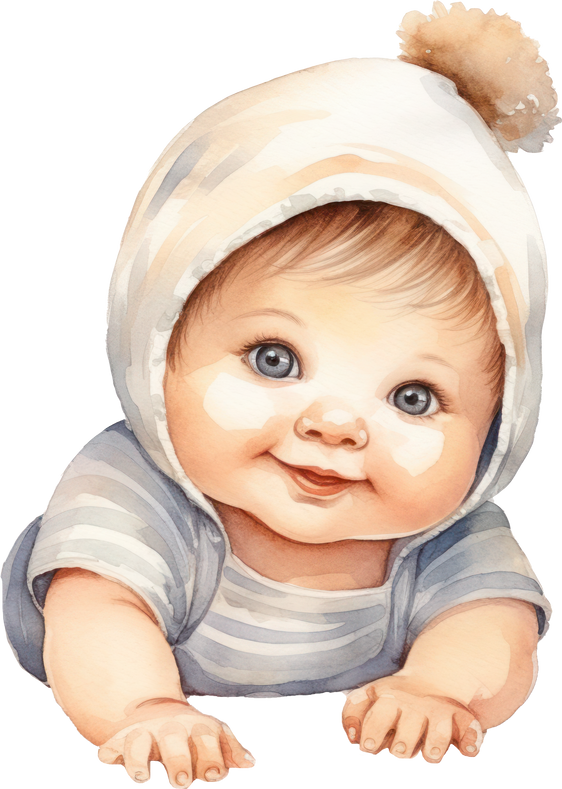 Cute Baby Watercolor Illustration